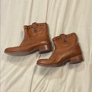 Frye Brown Leather Ankle Boots with Classic Design